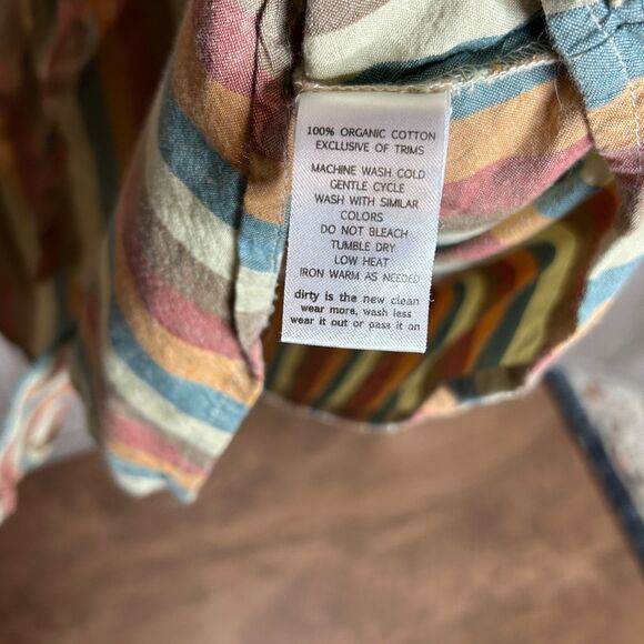 Toad & Co Shirt Dress Size L Organic Cotton Striped Collared Pockets Sustainable - Picture 3 of 7